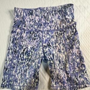 Athleta Women's Blue and Purple Patterned Bike 7" Shorts Size S